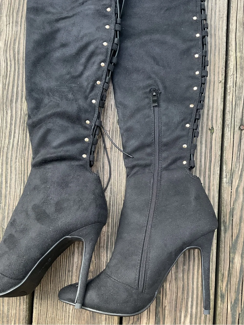 Black Over-the-Knee Stiletto Boots - Elegant Knee High Boot
